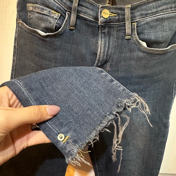 FRAME Le Skinny de Jeanne Fayette Mid-Rise Stretch Jeans Women’s Size 26 Raw Hem - Picture 6 of 10